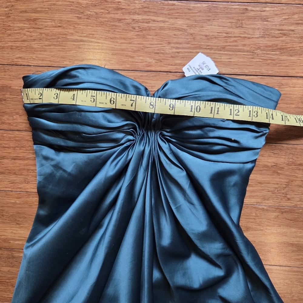 Elegant Forest Green Jewel Toned Satin Strapless Chateau Dress XS - Picture 14 of 16